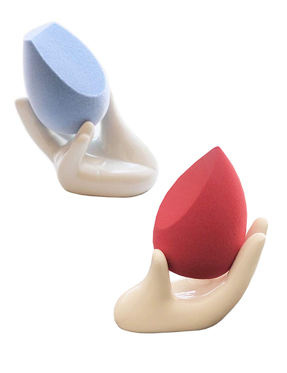 Lemonadeus Ceramic Beauty Blender Holder - 2 Pack Makeup Sponge Stand for Storage & Display | Perfect for Vanity Organizers, Bathroom Countertops & Travel Makeup Kits
