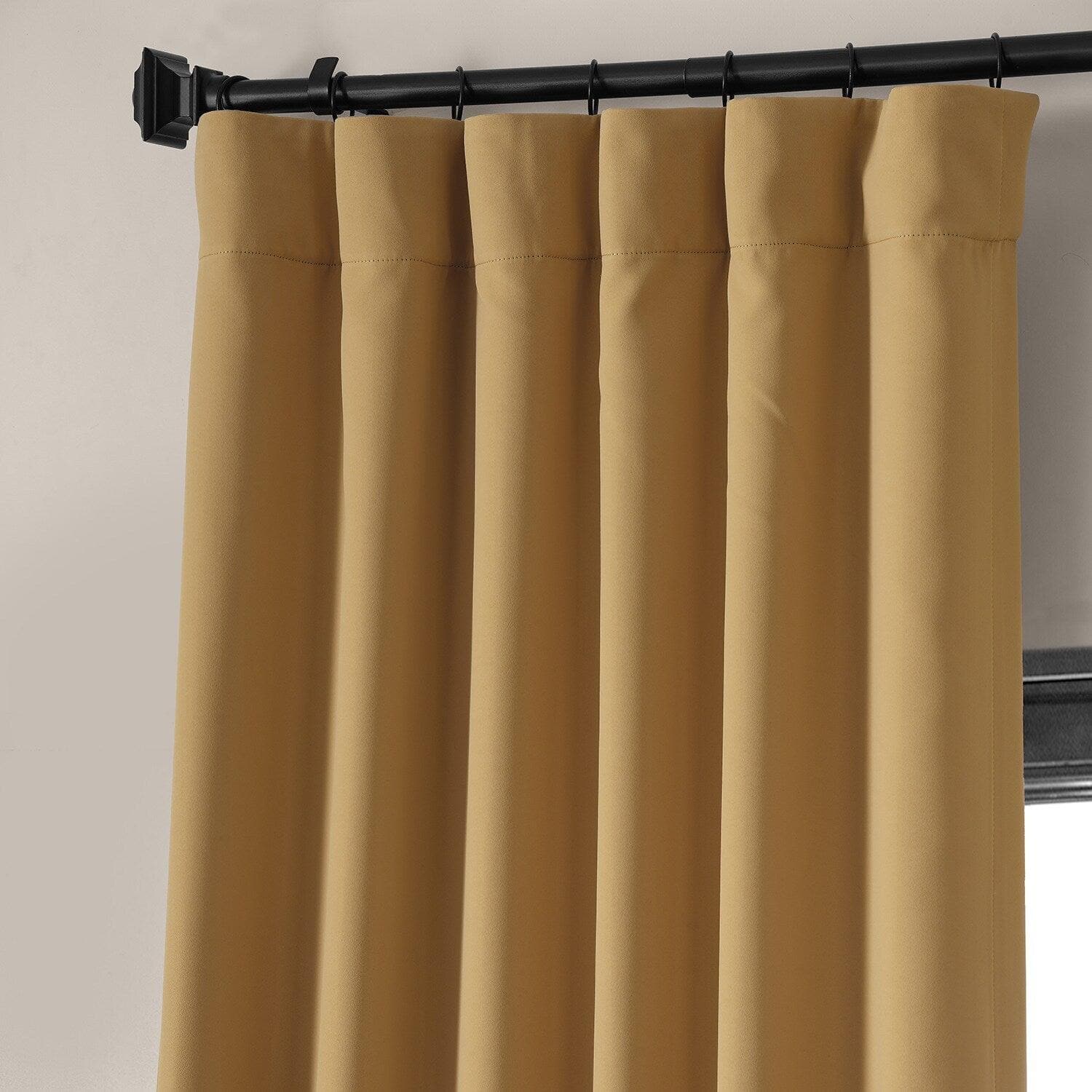 Premium Blackout Curtains for Bedroom - Chesapeake Gold Woven Hotel Style Curtain Pair (2 Panels) - Noise Reducing & Light Blocking for Better Sleep