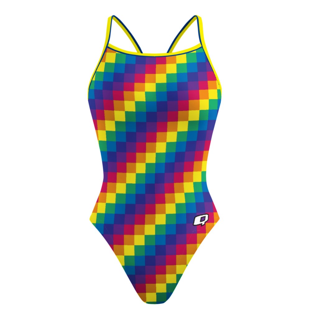 Mosaic Pride Skinny Strap Swimsuit - LGBTQ+ Rainbow Bikini for Women | Perfect for Beach, Pool Party & Summer Vacation