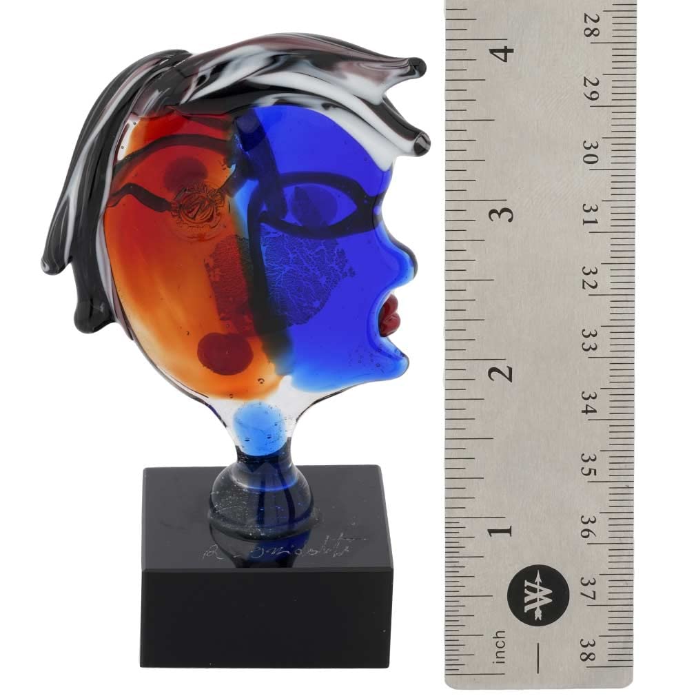 GlassOfVenice Authentic Murano Glass Picasso Woman Head Sculpture - Small Handmade Italian Art Piece for Home Decor & Gift Giving