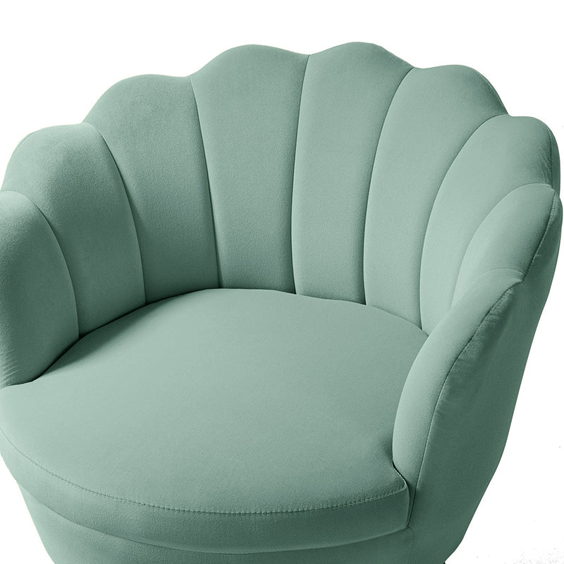 Evelia Velvet Scalloped Barrel Chair - Luxurious Velvet Accent Chair with Curved Back for Living Room, Bedroom & Office - Perfect for Reading Nook, Lounge Area or Home Decor