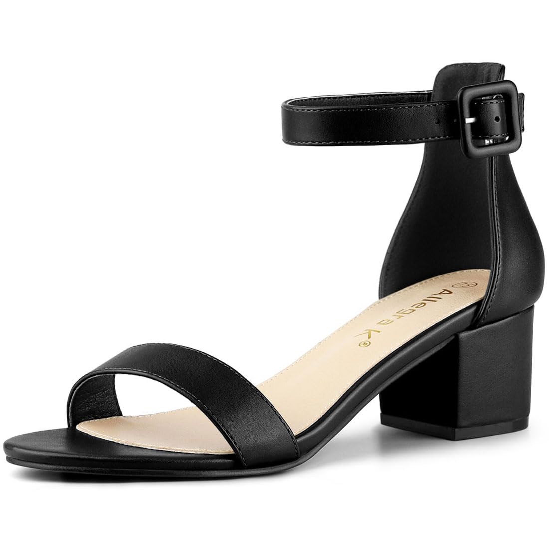 Allegra K Women's Block Low Heel Ankle Strap Sandals - Comfortable Summer Dress Shoes for Casual Outings & Beach Vacations