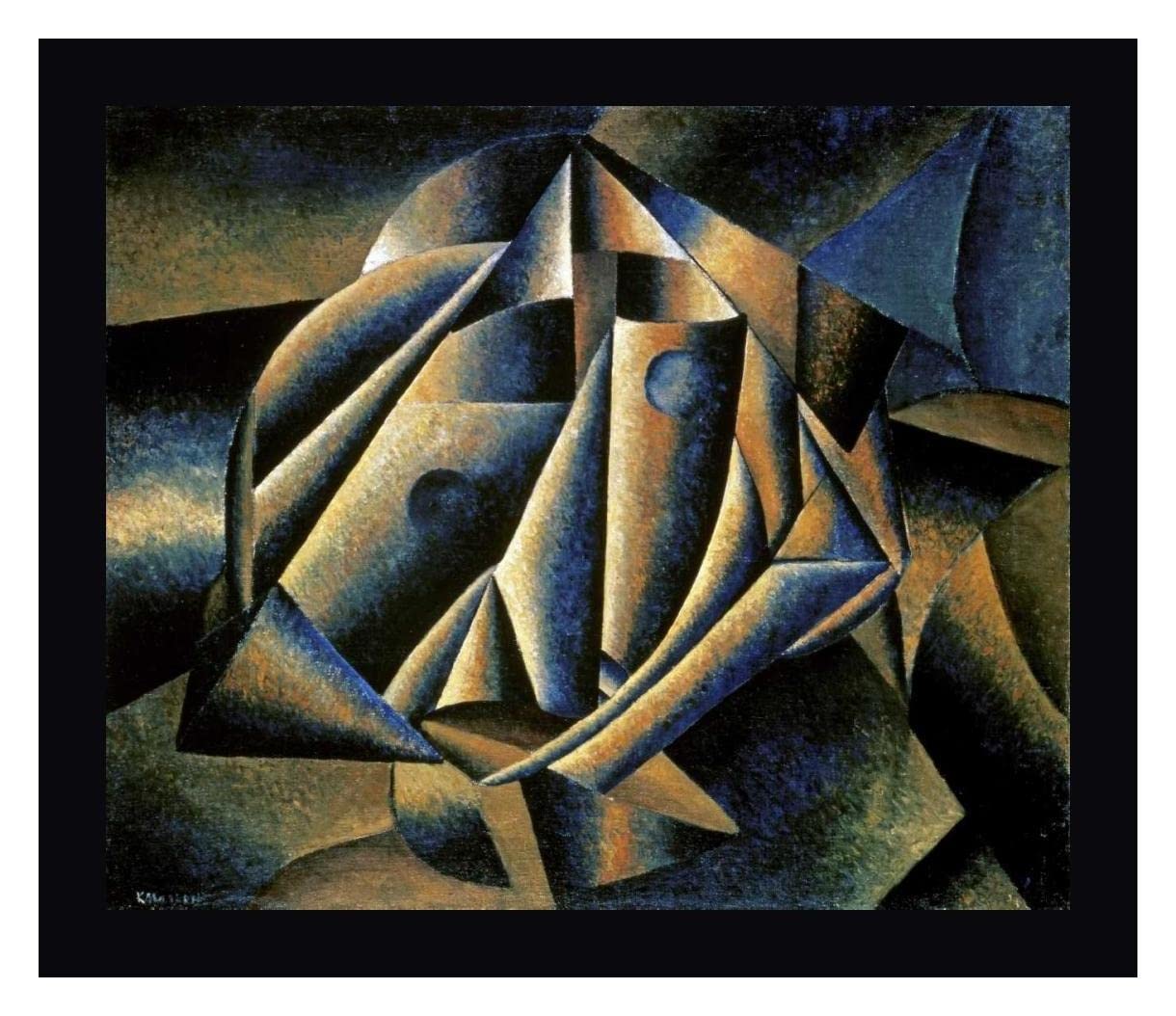 Kazimir Malevich 'Face of a Peasant Girl' 26x30 Inch Framed Canvas Art Print - Black Wood Frame - Ready to Hang Wall Decor - Perfect for Living Room, Bedroom or Office