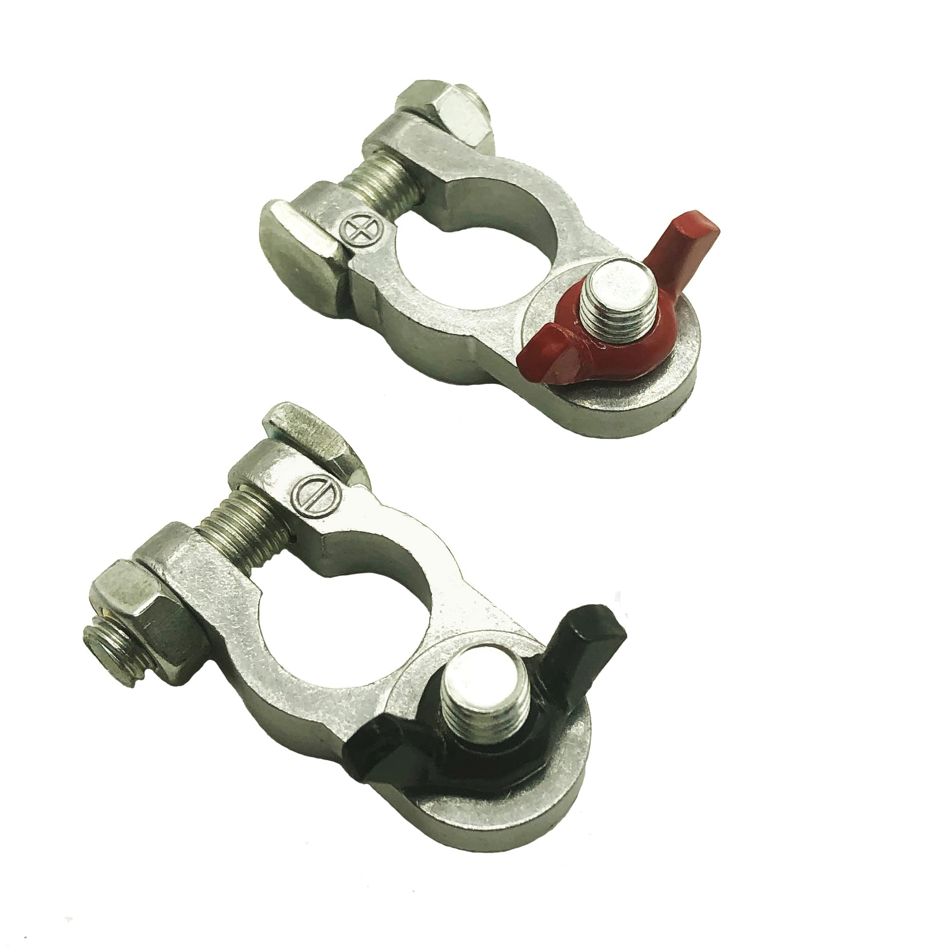 Zinc-Plated Battery Terminal Connectors - Universal Top Post Terminal Set for Car, Marine, RV, Truck & Van (Positive & Negative) - Perfect for Automotive Electrical Repairs and Battery Replacement