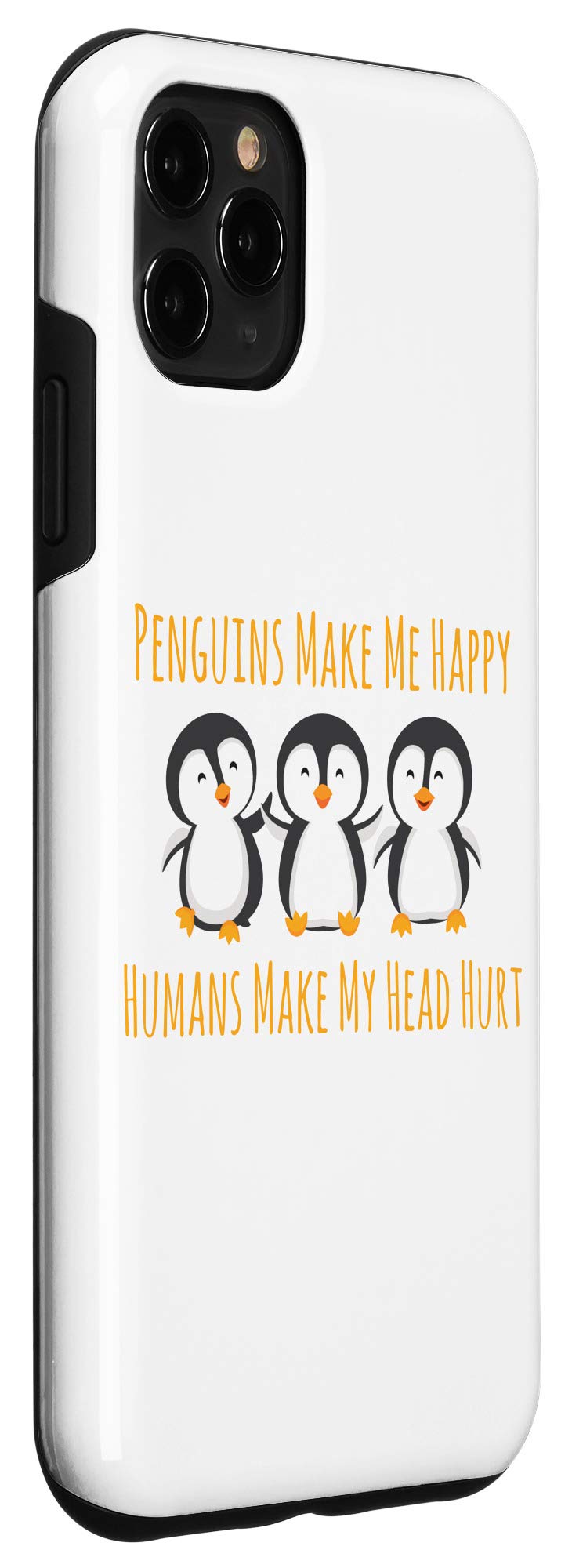 iPhone 11 Pro Max Phone Case - Cute Penguin Design with Funny 'Humans Make My Head Hurt' Quote - Perfect for Everyday Use, Gifts & Penguin Lovers
