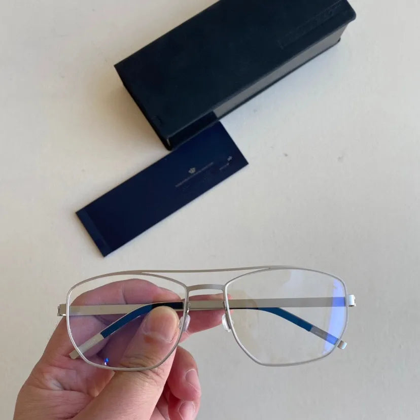 Aimee 9618 Unisex Full Rim Square Double Bridge Titanium Eyeglasses - Lightweight Durable Frames for Work, Reading & Fashion | Men & Women's Stylish Eyewear
