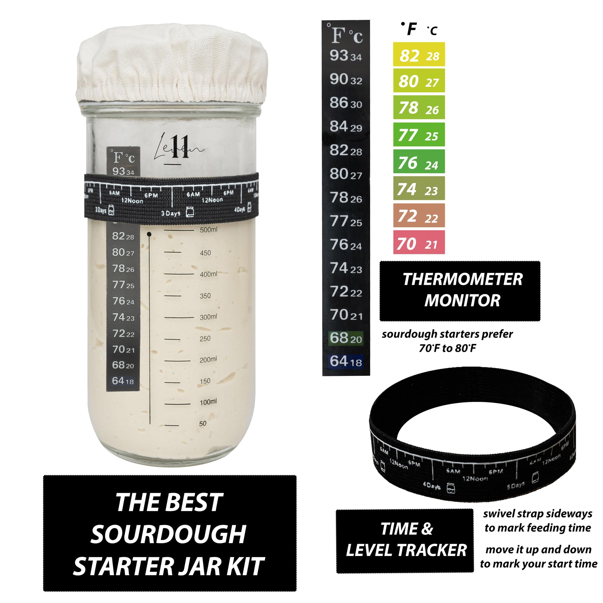 **Complete Sourdough Starter Kit - Bread Baking Supplies with Jar, Banneton Basket, Scraper, Whisk & Lame | Perfect for Homemade Artisan Sourdough Bread & Gifts**    *(Use Cases: Ideal for beginners, home bakers, sourdough enthusiasts, and DIY bread-making gifts.)*