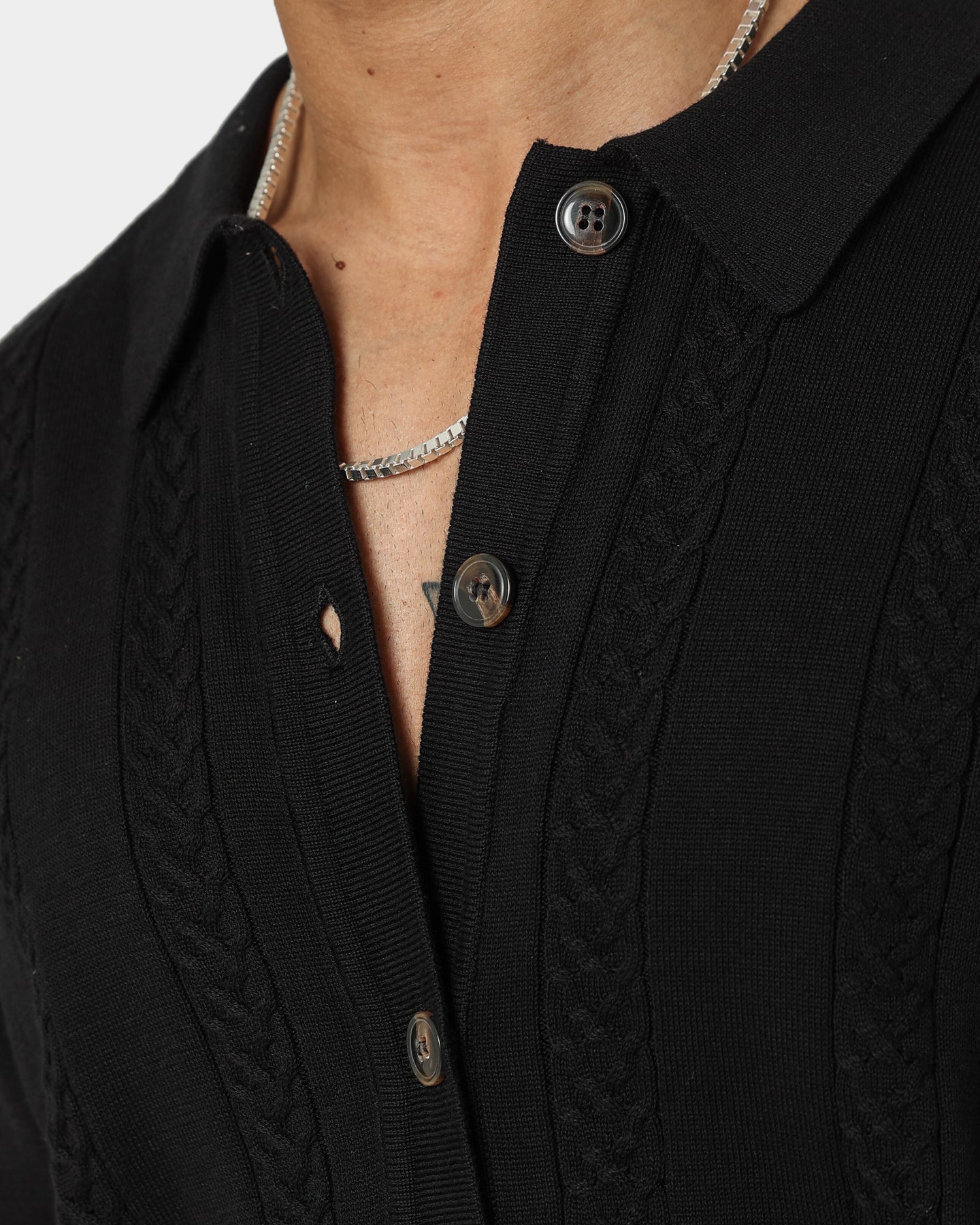 404 Cable Knit Button Up Sweater - Women's Black Chunky Knit Pullover for Fall & Winter | Cozy Office Wear & Casual Outfits