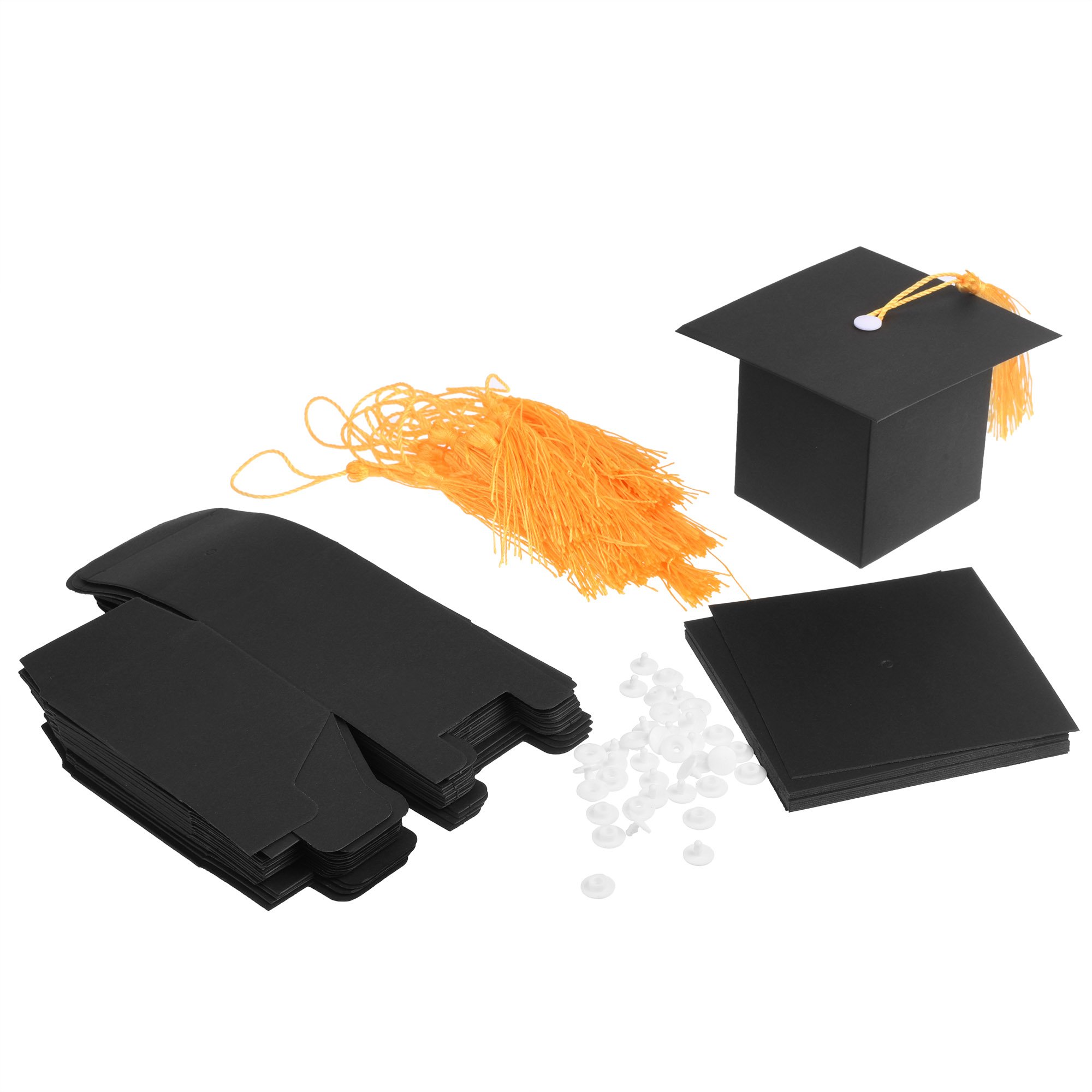 20 Pack Black Graduation Candy Boxes with Tassel - Elegant Graduation Party Favors, Cap-Shaped Gift Boxes for Graduation Ceremony, School Events & Celebration Decorations