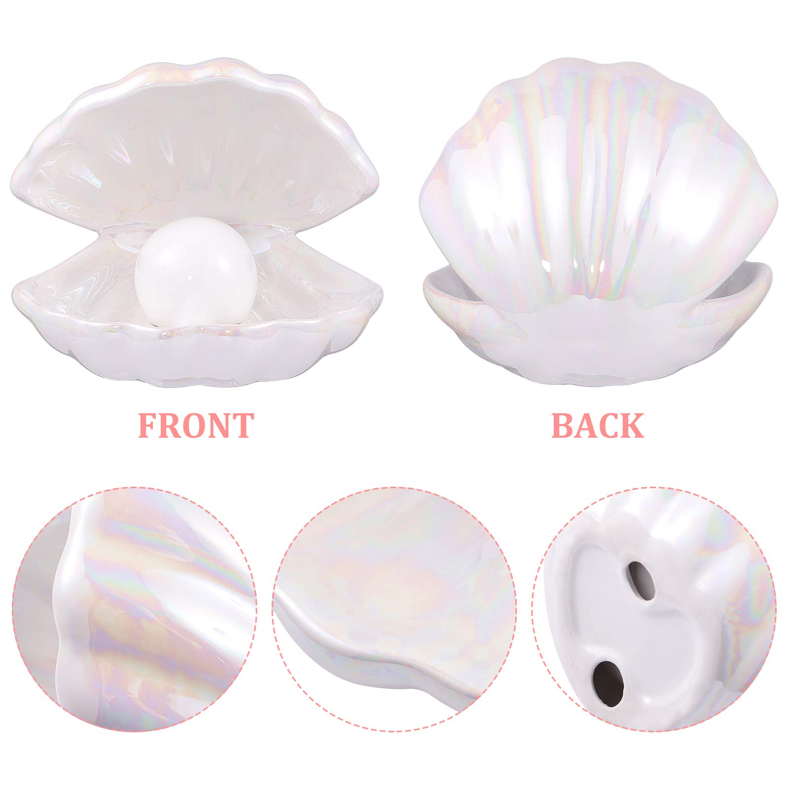BESPORTBLE Ceramic Shell Pearl Design Night Light - Elegant Desktop & Bedside Lamp for Home, Bedroom Decor - Perfect for Relaxation & Ambiance (White)