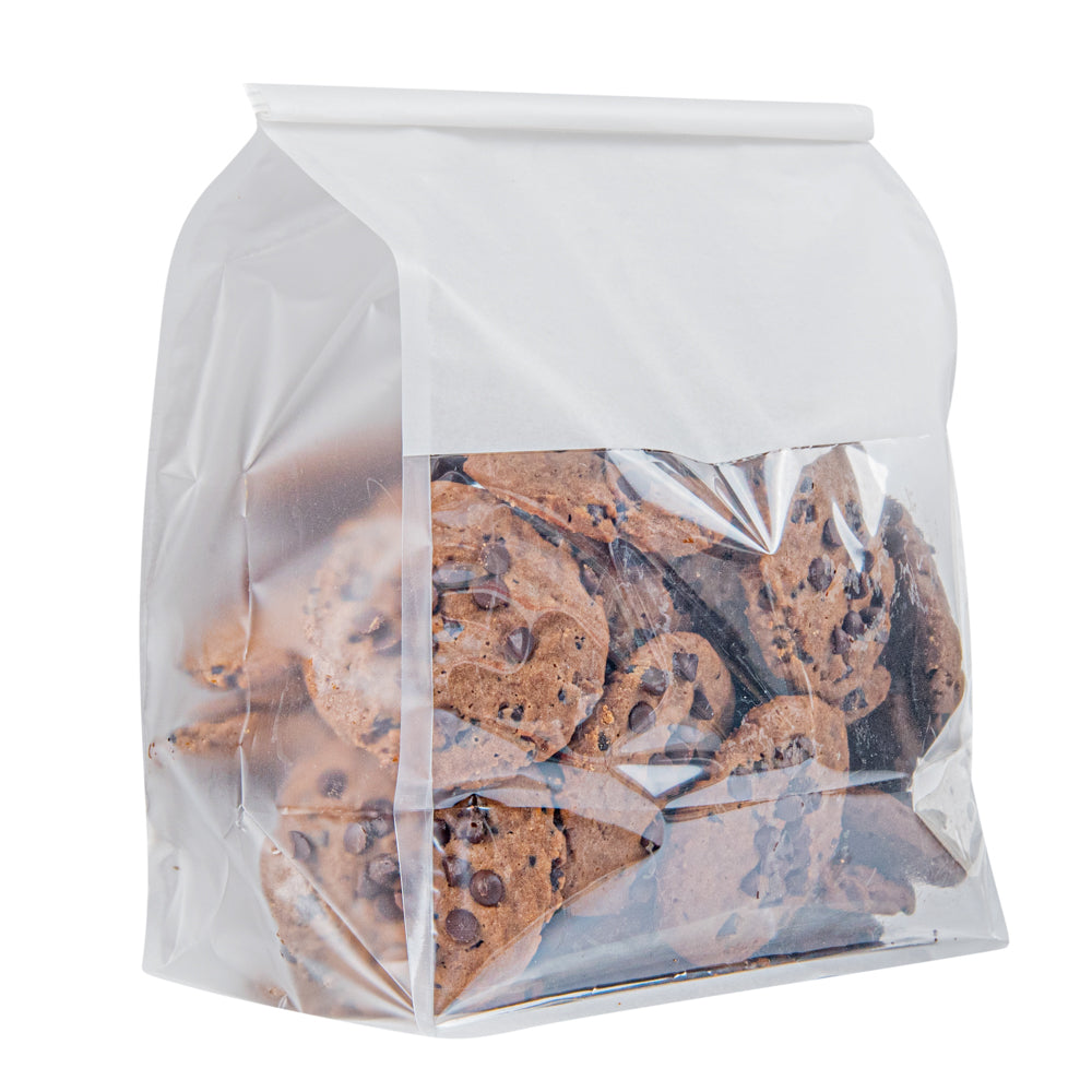 Premium White Cotton Paper Tin Tie Bags with Clear Window - 8.75