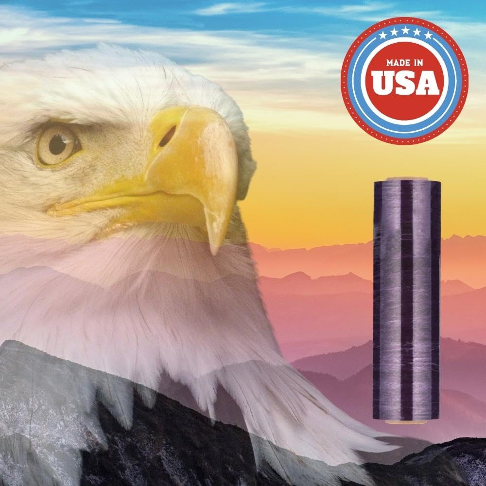 PSBM 2 Pack Purple Stretch Wrap Film - 20 Inch x 5000 Feet, 80 Gauge Heavy Duty Plastic Cling Wrap for Pallet Packaging, Shipping & Warehouse Use - Dark Color Industrial Stretch Film Rolls for Secure Load Protection