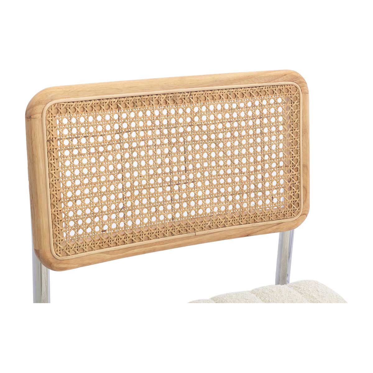 Blake Rattan Boucle Bar Stool - Modern Woven Rattan Counter Height Stool with Boucle Upholstery for Kitchen Island, Breakfast Bar & Home Decor