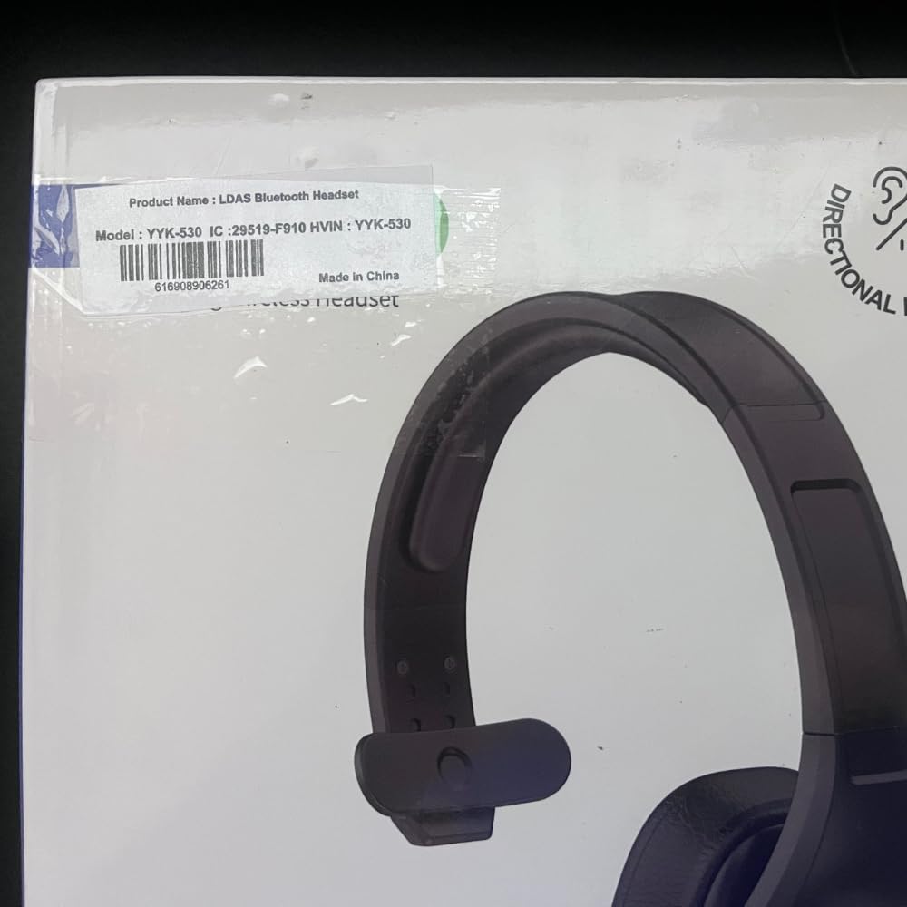 LDAS Trucker Bluetooth Headset V5.2 - Wireless Over-Ear Headphones with Mute Button & AI Noise Cancellation for Phone Calls | Compatible with Cell Phones, Computers & Home Office | Includes Charger | Perfect for Truck Drivers, Remote Work & Online Meetings