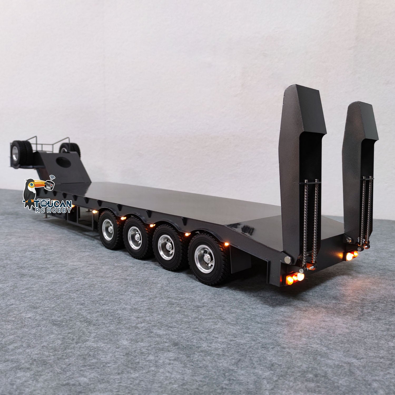 1/14 Scale JDM 189 RC Tractor Remote Controlled Semi Trailer Truck - Metal 4 Axles Trailer with Electric Tailgate & Pre-Painted Assembly - Perfect for RC Truck Racing & Construction Site Simulation
