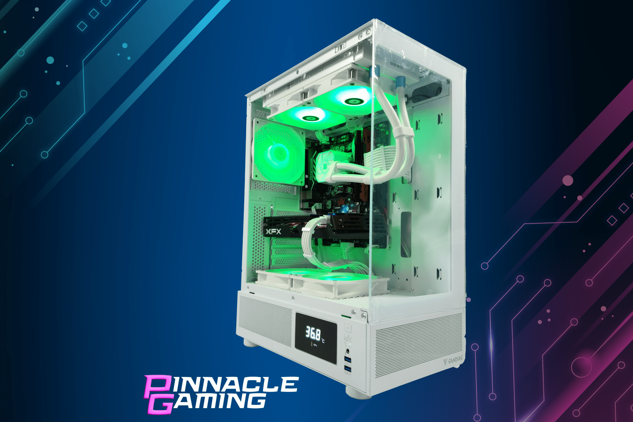Custom Gaming PC - AMD Ryzen 5 Processor, RX 9070 XT GPU, 16GB DDR4 RAM, 2TB SSD, White Atlas Case - High Performance Desktop Computer for Gaming, Streaming & Content Creation