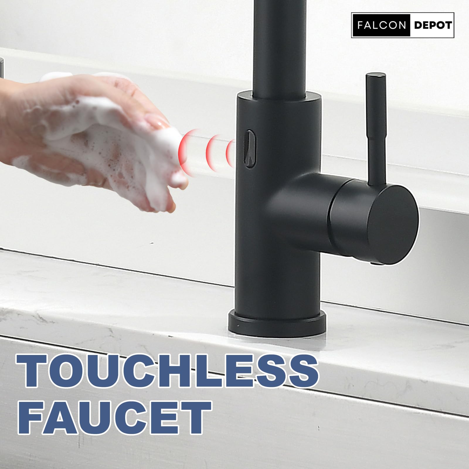 Smart Touchless Kitchen Faucet with Pull-Down Sprayer - Matte Black for Modern Sinks