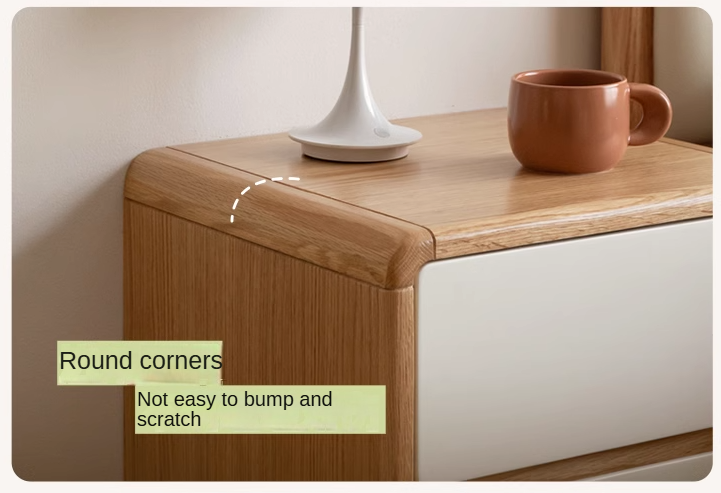 Solid Oak Wood Nightstand - Bedside Table with Drawer for Bedroom Furniture, Perfect for Storage and Decor