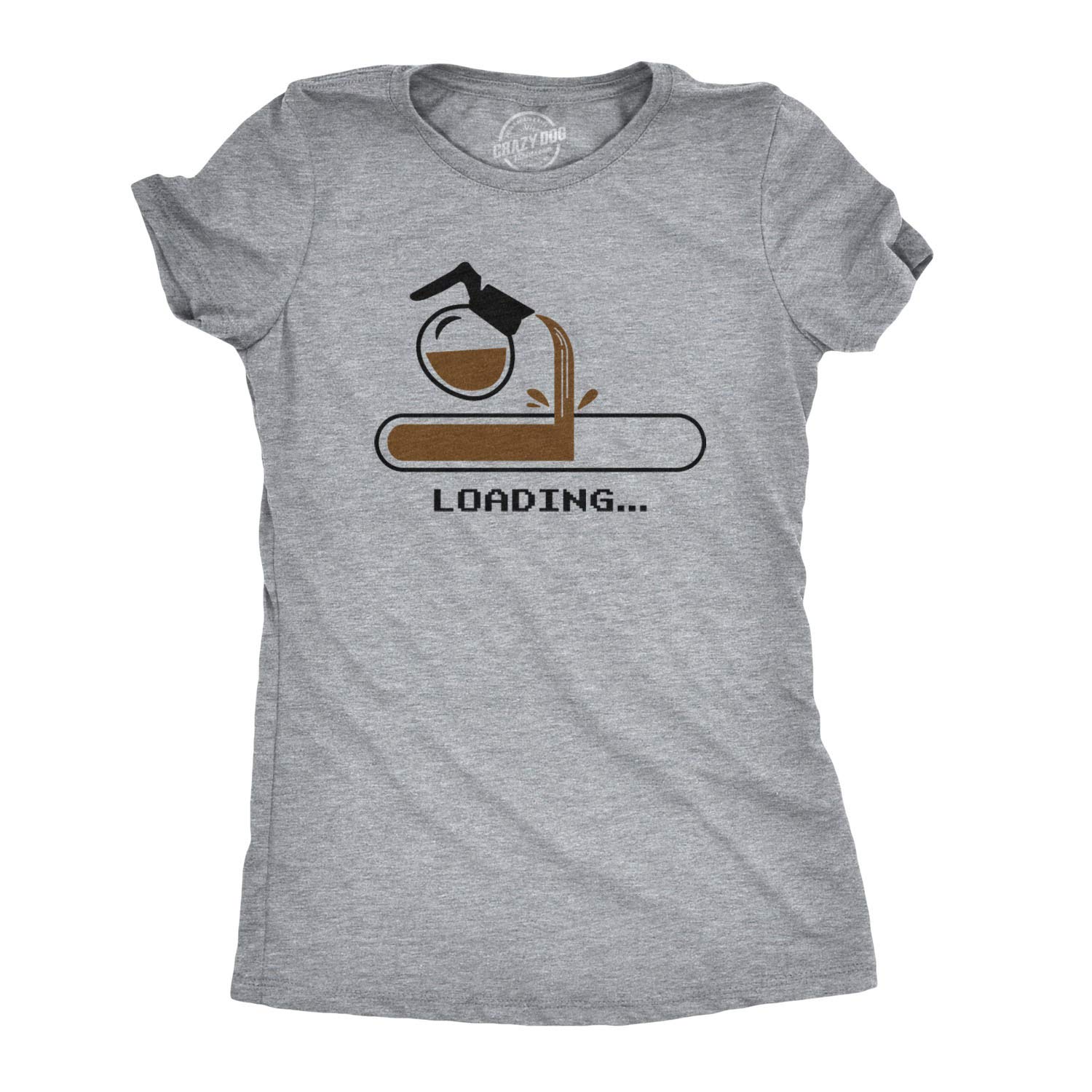 Funny Women's Coffee Loading T-Shirt - Cute Computer Loading Screen Graphic Tee for Coffee Lovers - Perfect for Work, Casual Wear & Coffee Shops