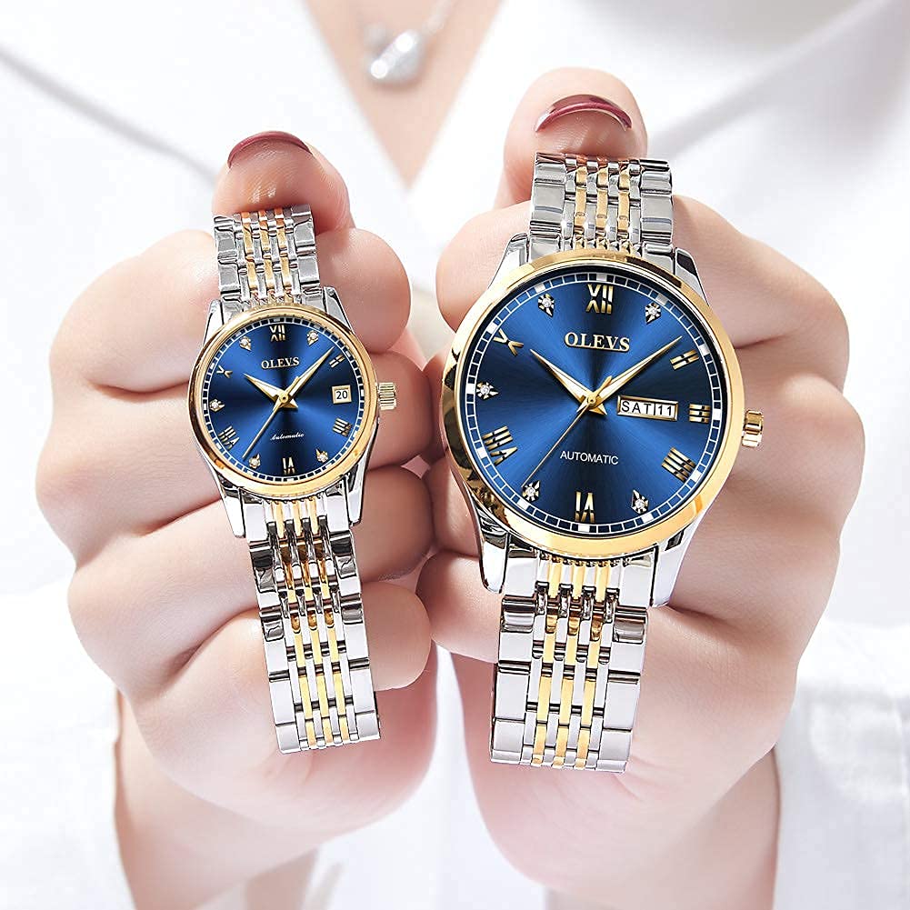 OLEVS Women's Automatic Diamond Watch - Stainless Steel Self-Winding Ladies Dress Watch with Luminous Hands & Waterproof Design - Perfect for Business, Evening Events & Everyday Wear