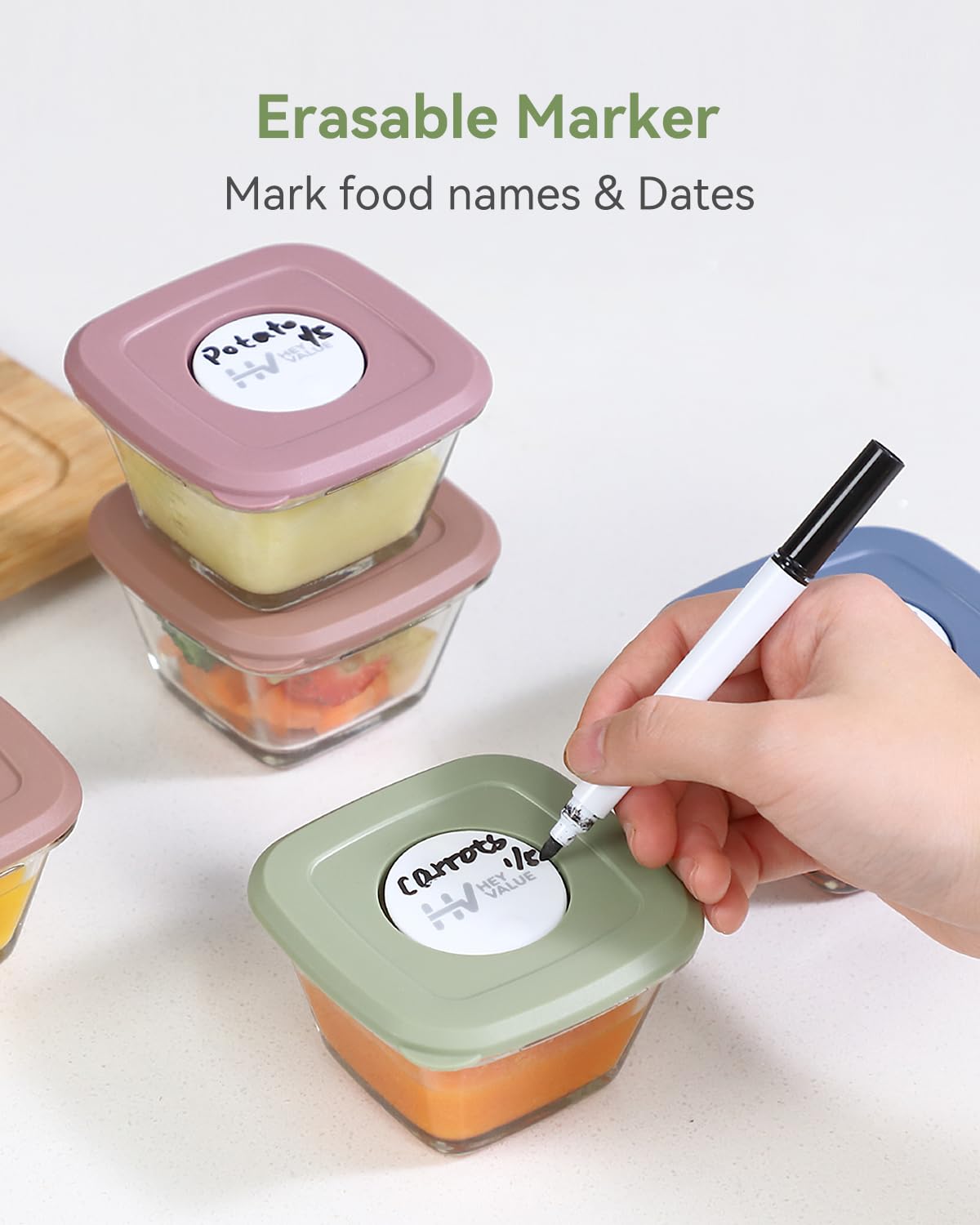 HEYVALUE 12-Pack 4 oz Glass Baby Food Storage Containers with Lids - BPA Free, Microwave/Dishwasher/Freezer Safe - Perfect for Homemade Baby Food, Meal Prep & Snack Storage
