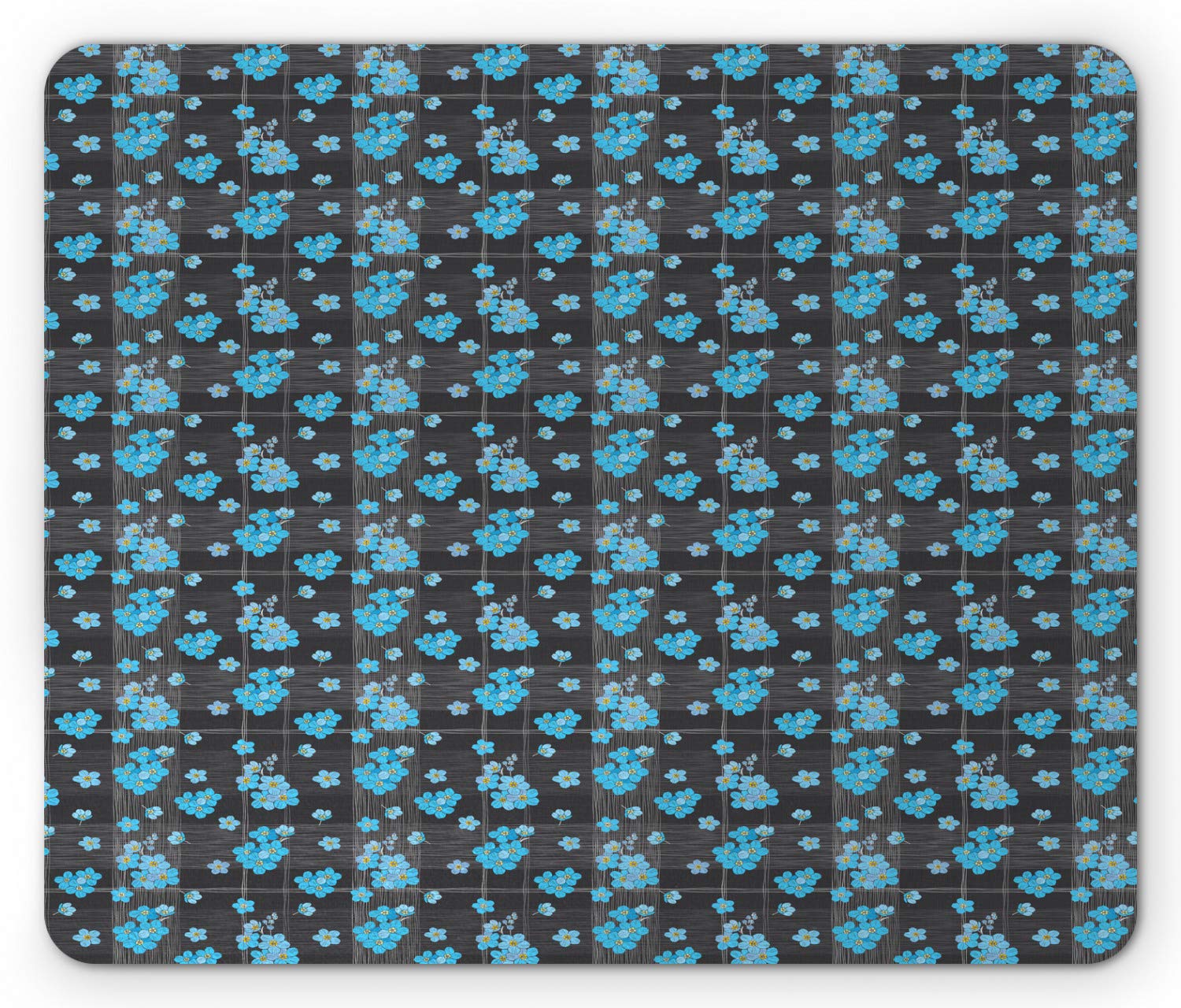 Ambesonne Non-Slip Rubber Mouse Pad with Forget-Me-Not Flower Design - Standard Size Rectangle Computer Mousepad in Charcoal Grey & Yellow - Perfect for Office, Gaming & Home Workspace