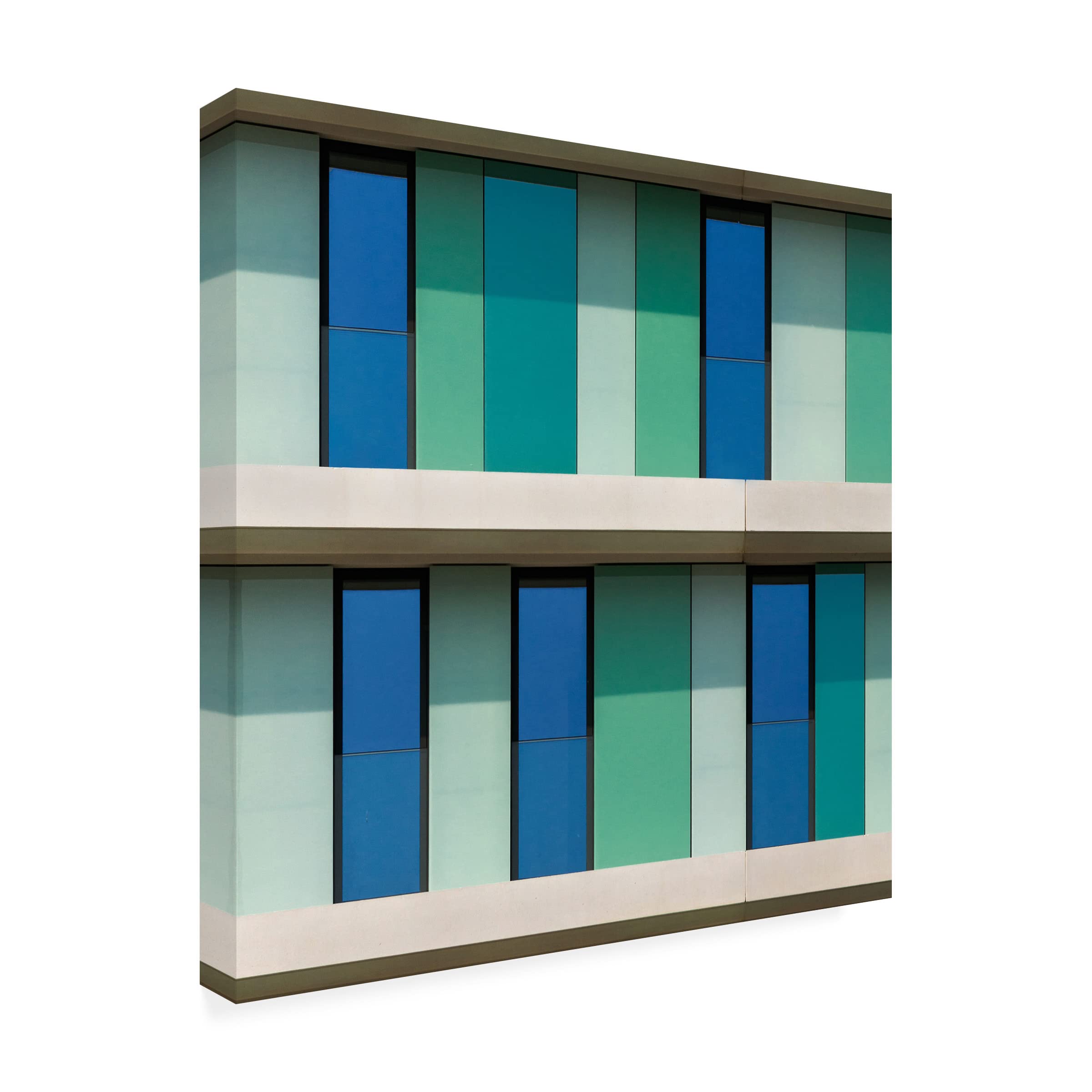 Trademark Fine Art 'Shades Of Green And Blue' Canvas Wall Art by Jef Van den Houte - Modern Abstract Painting for Living Room, Bedroom & Office Decor
