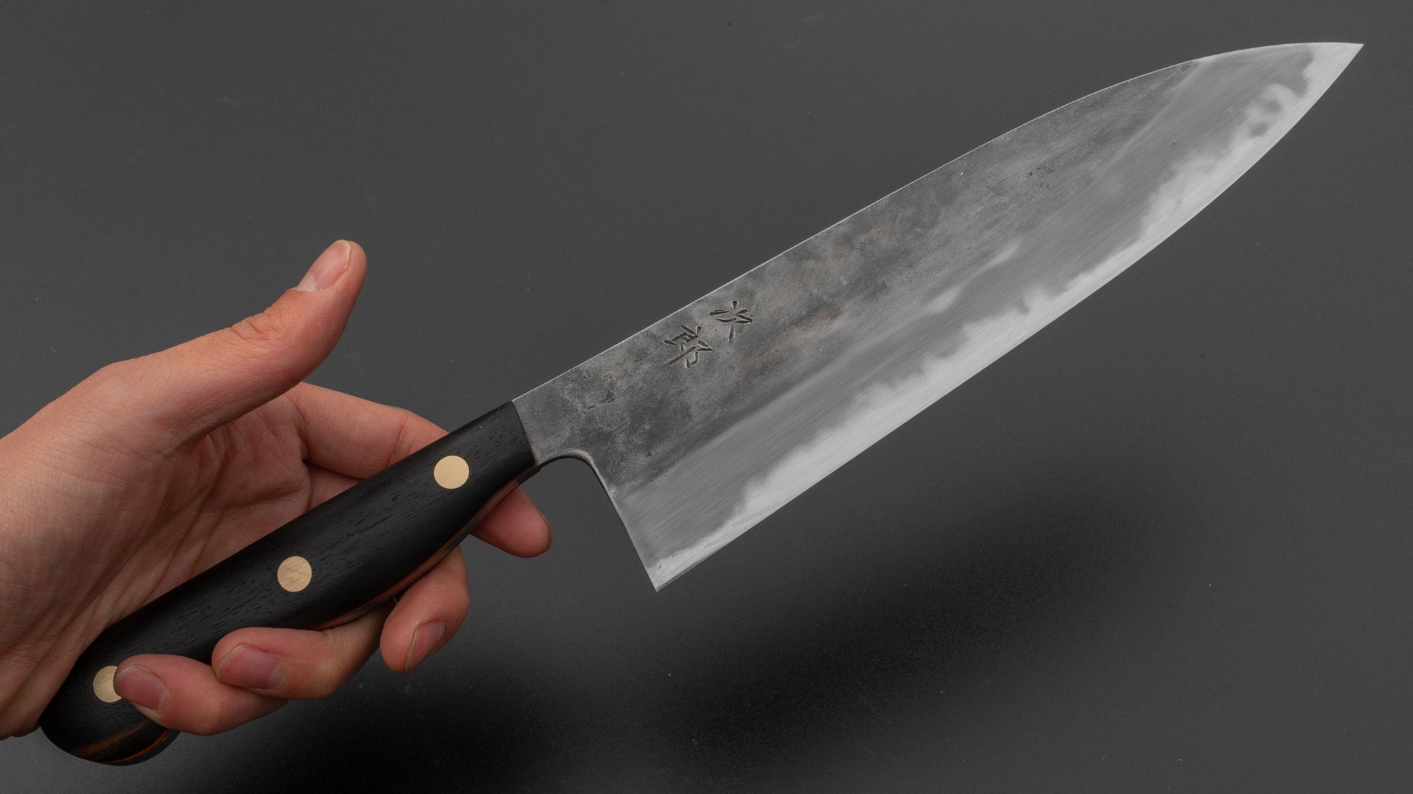 Premium Jiro Tsuchime Yo Gyuto 210mm Japanese Chef Knife with Ebony Handle - Professional Kitchen Tool for Sushi, Meat Cutting & Culinary Arts