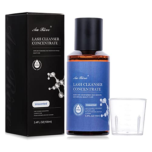 AuReve Lash Shampoo Concentrate 100ml - Gentle Eyelash Extension Cleanser for Sensitive Eyes, Unscented Lash Bath & Wash - Perfect for Salon & Home Use, Safe for Lash Extensions & Natural Lashes