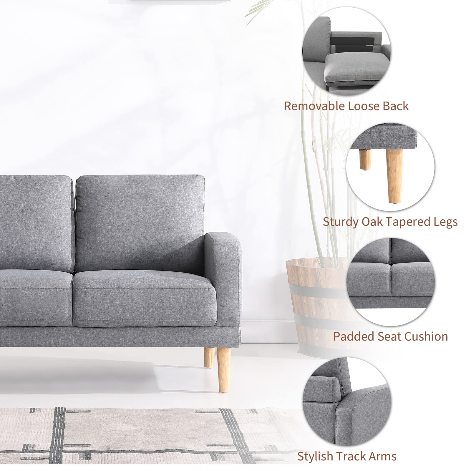50 Inch Small Loveseat Sofa for Apartments - Compact Couches for Small Spaces, Light Gray Upholstered Mini Love Seat - Perfect for Living Room, Bedroom & Studio Apartments (Space-Saving Furniture Solution)