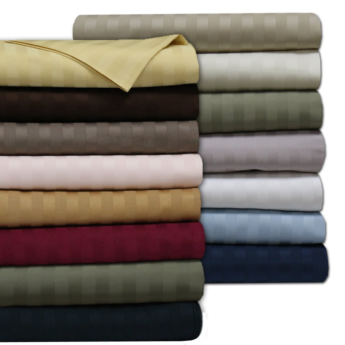 Royal Tradition Damask Striped 600-Thread-Count 100% Cotton King 4-Piece Bed Sheet Set - Beige | Luxury Soft Bedding for Master Bedroom & Guest Room