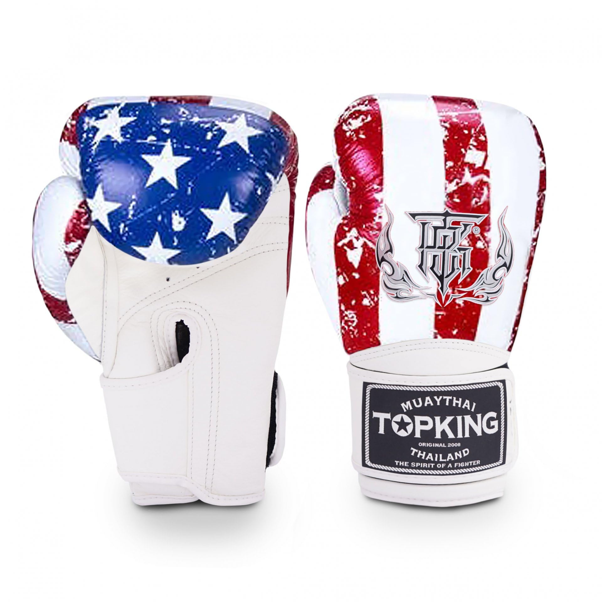 Top King Muay Thai Boxing Gloves - UK, USA, Thailand Flags Design | Premium Training & Competition Gloves for MMA, Kickboxing & Martial Arts