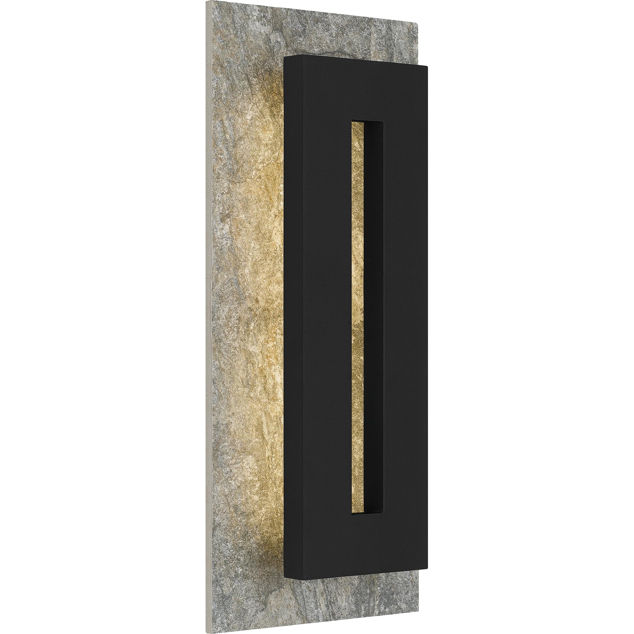 Quoizel Tate Integrated LED Earth Black Outdoor Wall Lantern - Weatherproof Exterior Lighting for Porch, Patio, Garden & Entryway