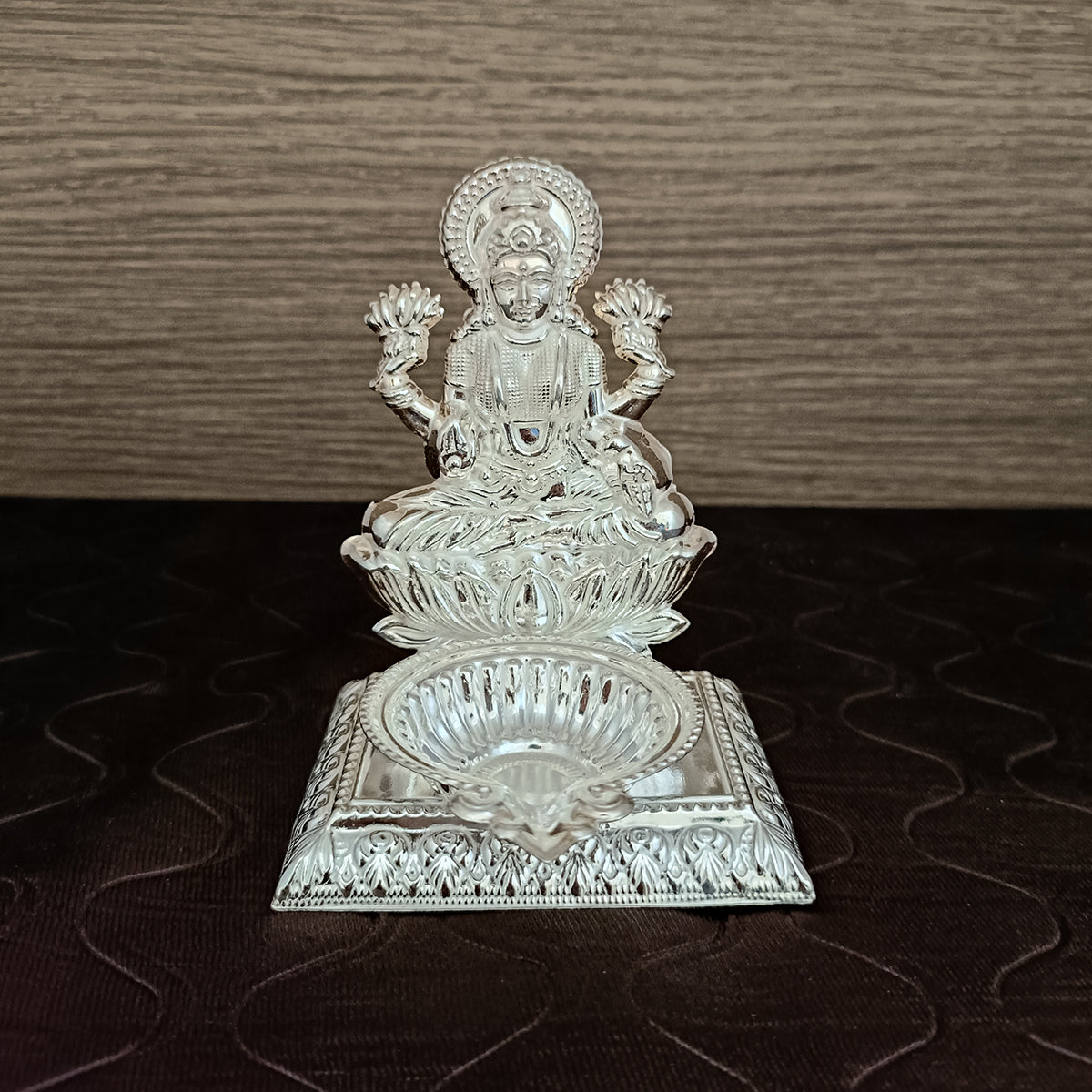 925 Silver Laxmi Ji Diya Lamp - Elegant Hindu Puja Diya for Diwali & Home Decor (Design 67) | Perfect for Festivals, Pooja Rituals & Spiritual Gifting