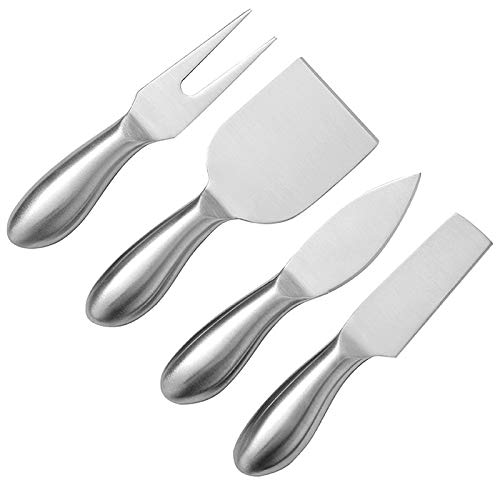4-Piece Stainless Steel Cheese Slicer Set - Kitchen Slicer, Colander & Serving Utensils for Buffet, Party & Home Use (Durable Cutlery for Cheese, Fruits & Charcuterie)