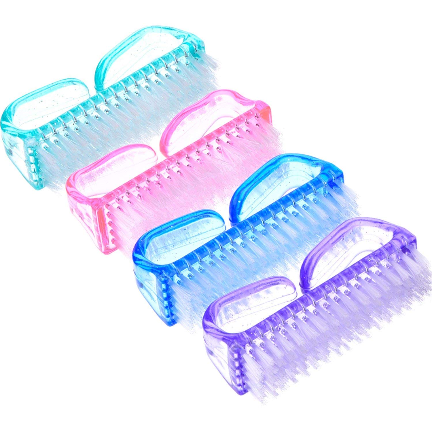 Professional Nail Cleaning Brush Set - 4 Pack Durable Nail Scrubber with Ergonomic Plastic Handle for Hands & Feet - Gentle Nail Cleaner Brush for Toenails & Fingernails - Perfect for Home, Salon, Travel & Pedicure Care