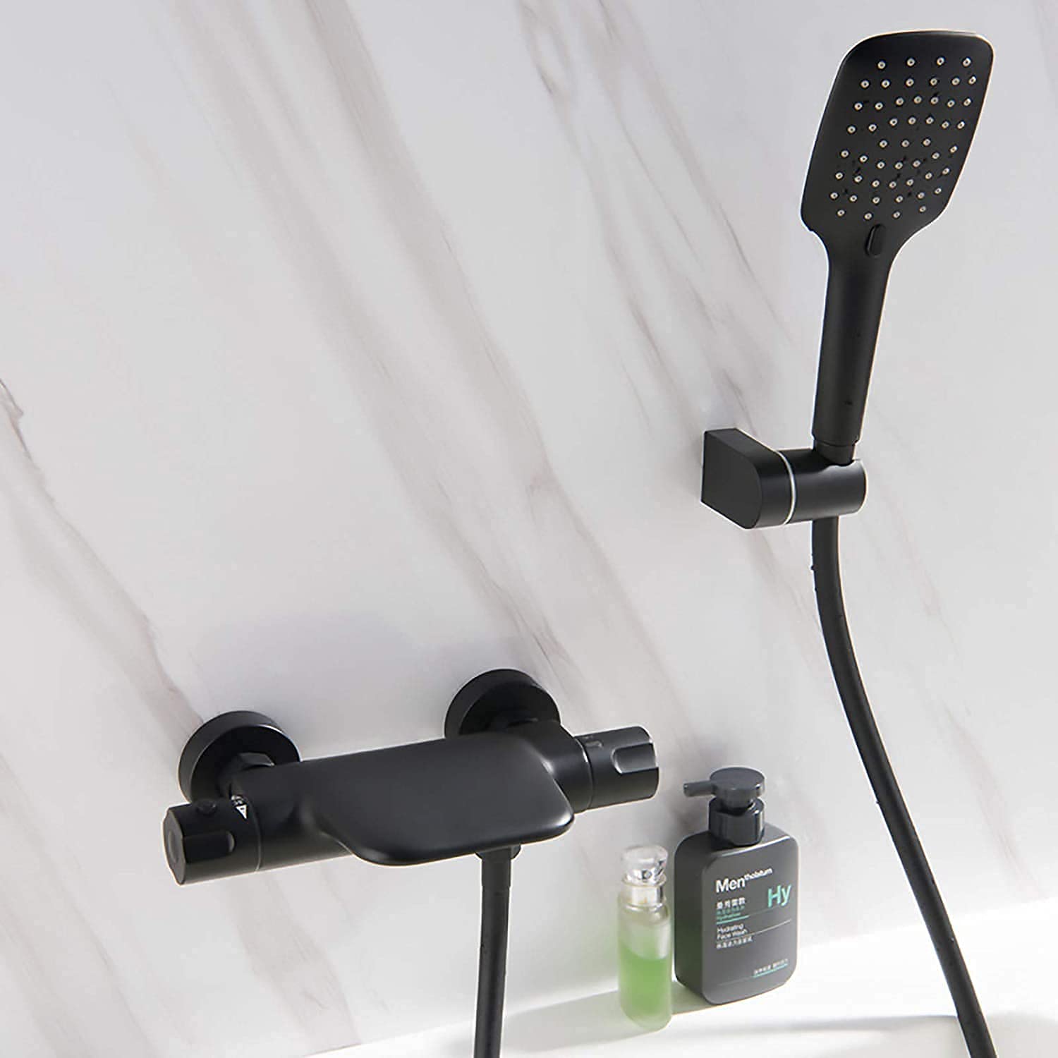 Premium Brass Bathtub Filler Mixer Tap with Waterfall Spout & Handheld Shower - Black Bathroom Faucet Set for Modern Luxury Bathing Experience | Perfect for Spa, Master Bath & Freestanding Tubs
