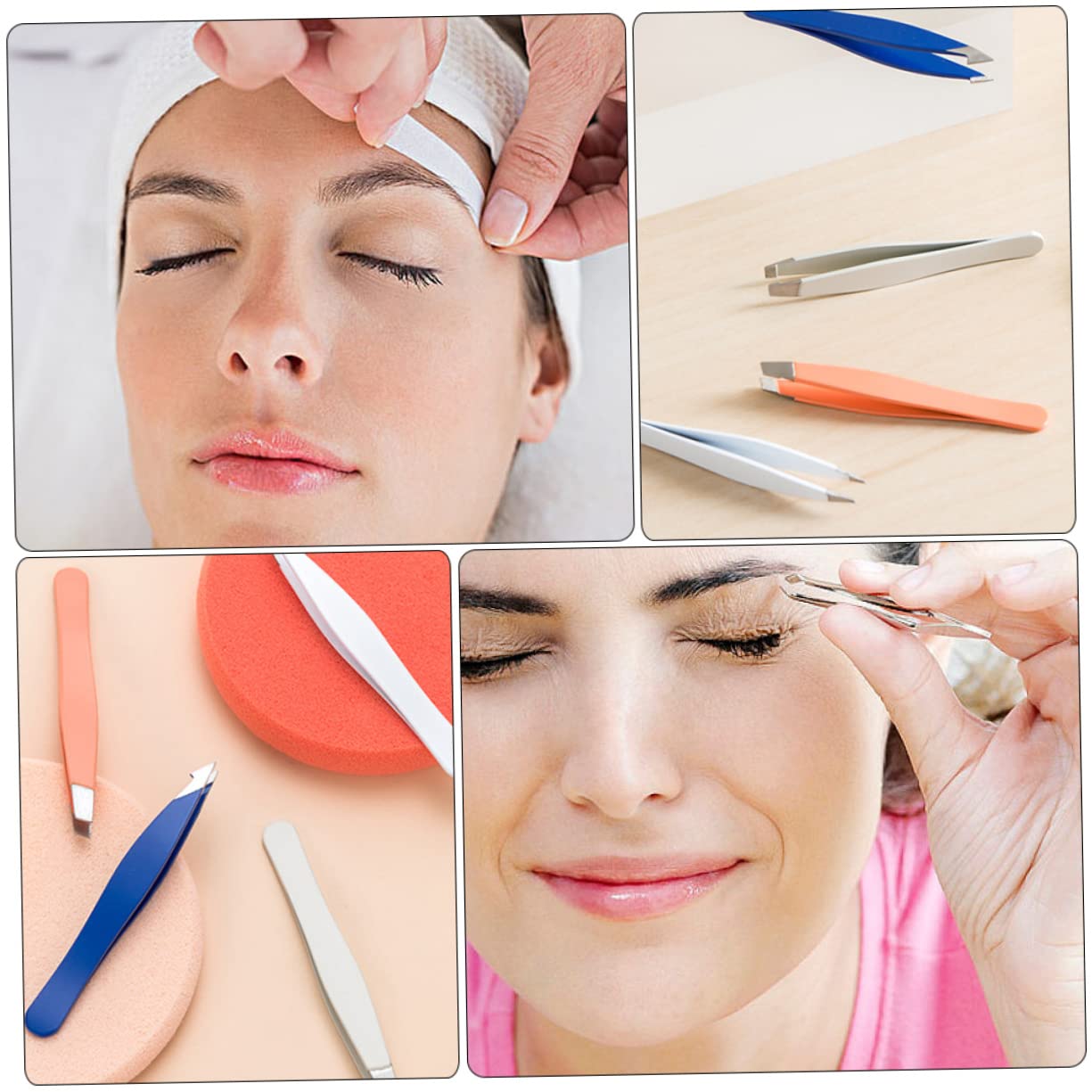 Healeved 4-Piece Stainless Steel Eyebrow & Eyelash Kit - Professional Tweezers, Clips, Nipper for Precise Eyebrow Shaping & Eyelash Extensions - Perfect for Salon, Home Makeup & Beauty Routines