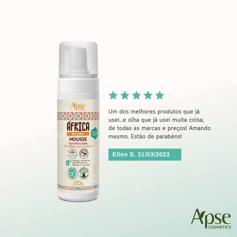 Apse Cosmetics Africa Baobab Mousse 7.1 fl oz - Deep Conditioning Hair Treatment for Dry & Damaged Hair | Perfect for Curly, Coily & Natural Hair Types | Salon-Quality Hydration at Home