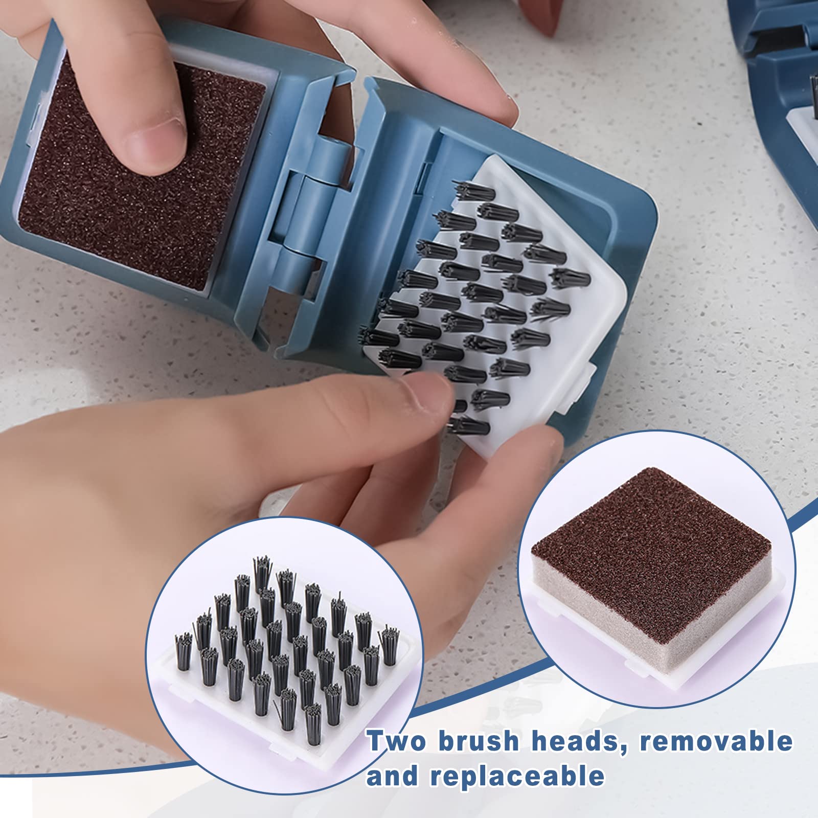 2-Pack Knife Cleaner with Sponge Brush & Cloth - for Kitchen Cutlery & Chopsticks