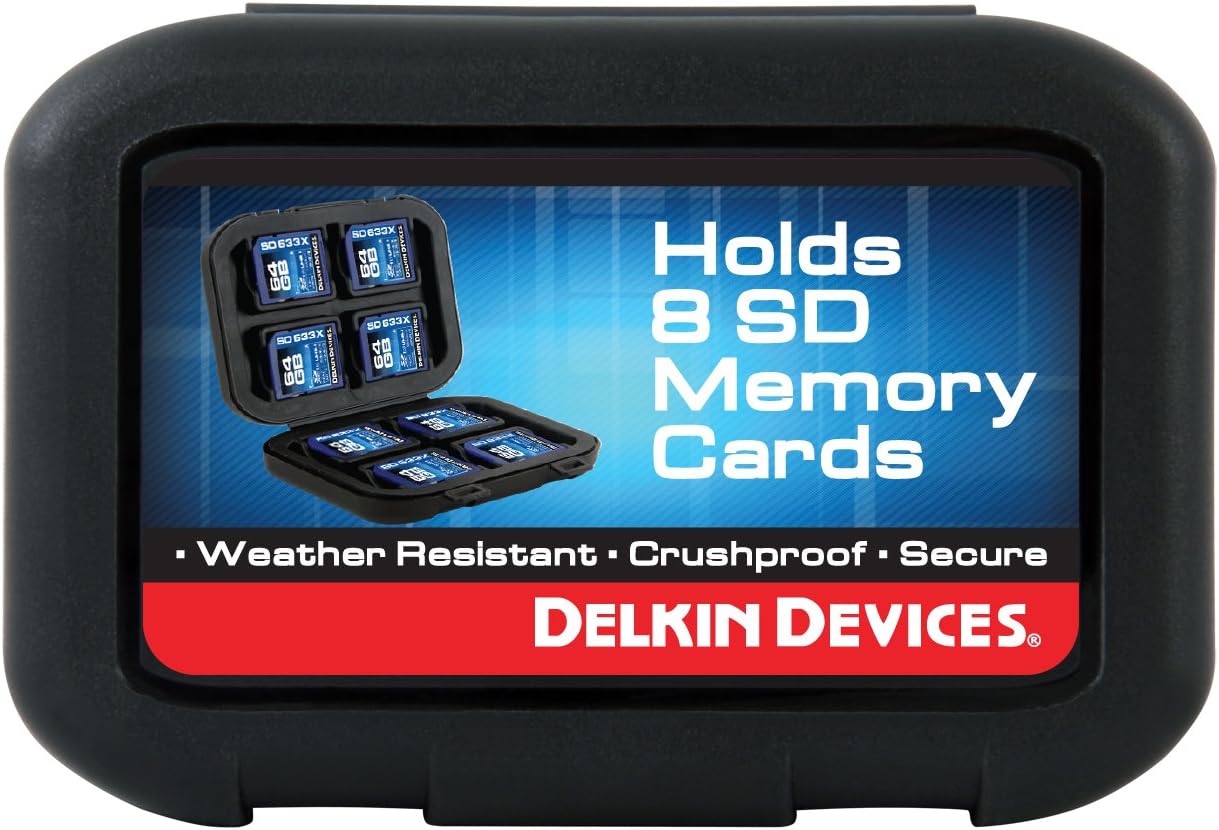 Delkin SD Card Storage Totes - Waterproof & Shockproof Memory Card Organizer Case for Camera, GoPro, DSLR - Perfect for Travel, Photography & Outdoor Adventures (Black)