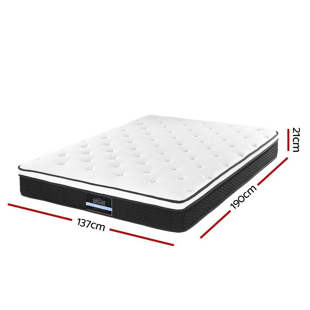 Albany Boucle Upholstered Bed Frame with Bonita Pillow Top Medium Firm Mattress Set - Queen Size, Double Package for Modern Bedroom, Guest Room & Dorm Decor