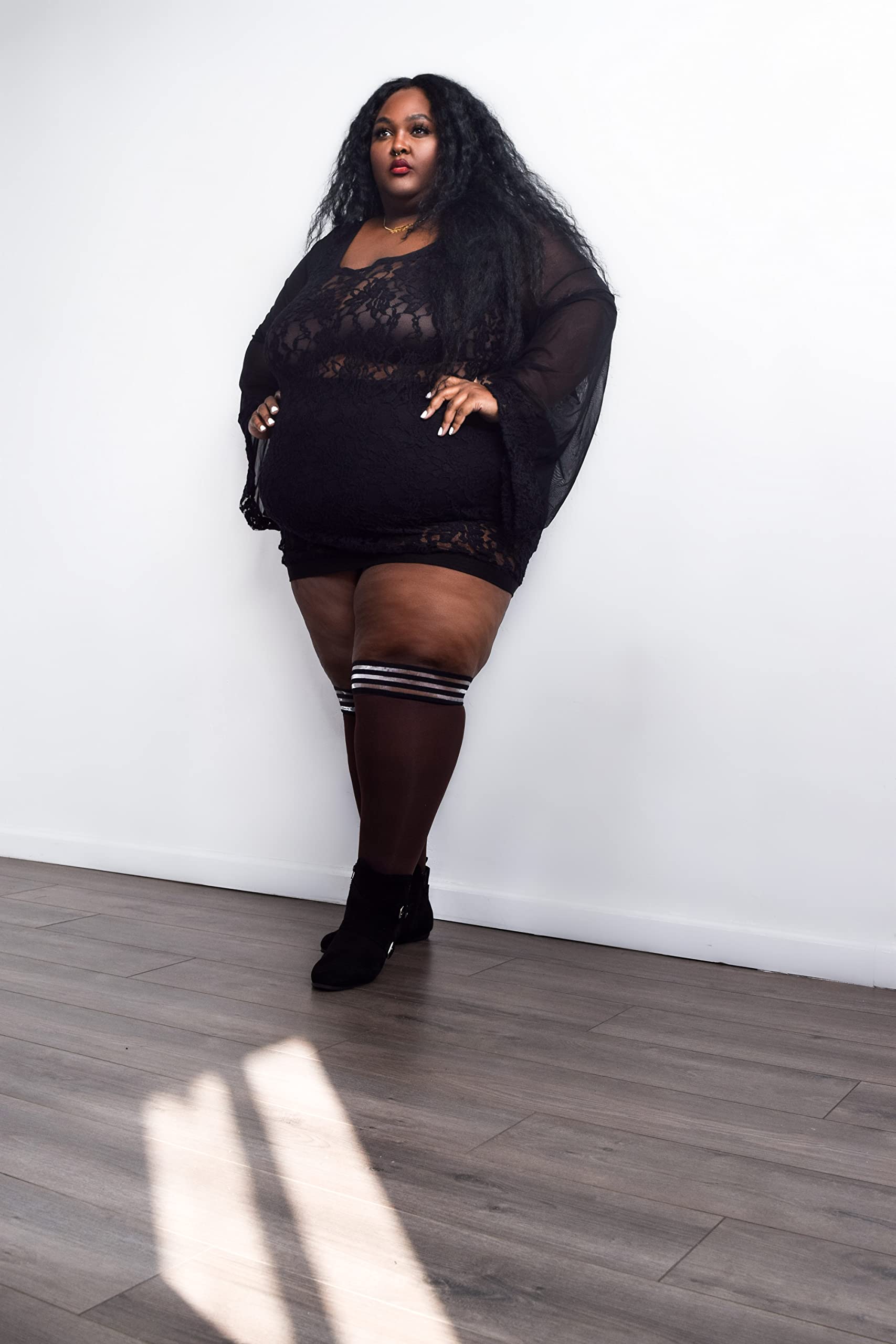 Kix'ies Thigh High Stockings for Women - No Slip Grip Stay Up Thigh Bands, Opaque Autumn Brown (1337D) | Sexy Lingerie & Hosiery for Everyday Wear, Date Night & Special Occasions