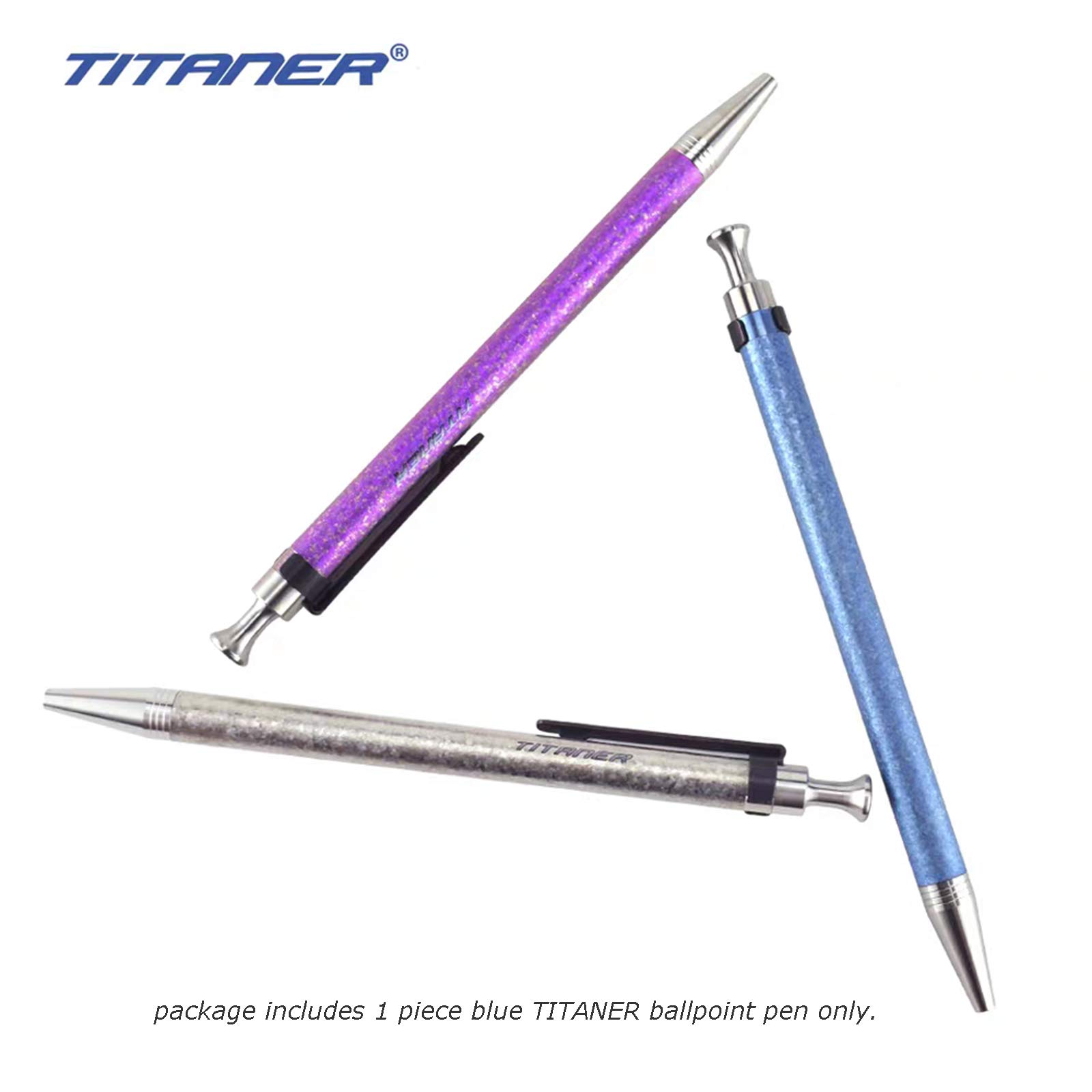 Premium Titanium EDC Pocket Pen with Clip - Blue Ballpoint Pen for Everyday Carry, Office, Gifts & Travel Writing
