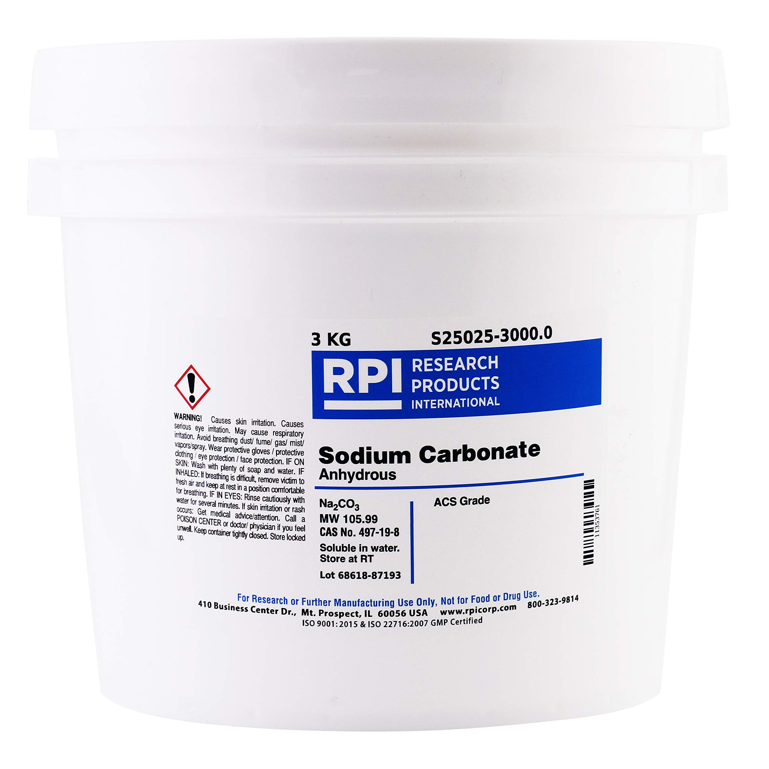 **Pure Sodium Carbonate Anhydrous (Soda Ash) - ACS Grade, 3kg - Ideal for Water Treatment, Glass Making & Chemical Labs**