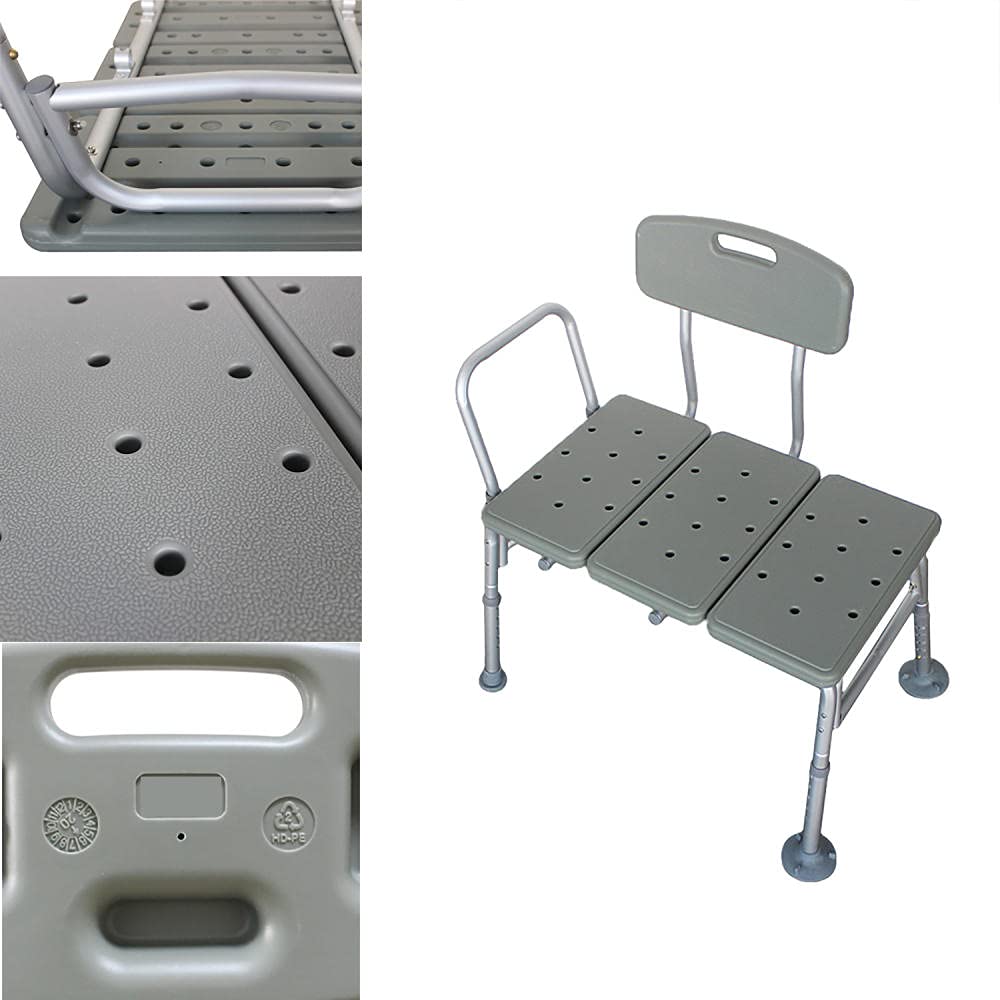 Adjustable Shower Chair with Non-Slip Feet - Waterproof Bath Seat & Transfer Bench for Elderly, Disabled & Post-Surgery (32-36 Inch Height, Gray) - Ideal for Bathtub, Hot Tub & Shower Safety