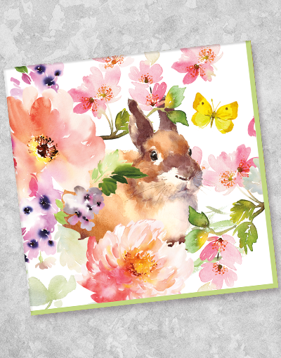 Bunny & Blossoms Paper Luncheon Napkins - 44 Count Floral Spring Party Napkins for Easter Brunch, Baby Shower & Wedding Decorations