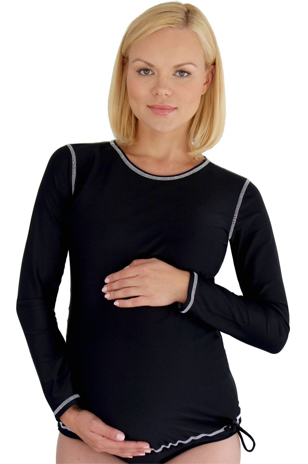Women's Maternity Long Sleeve Rash Guard Swim Shirt - UPF 50+ Sun Protection for Pregnancy Swimming, Beach & Water Activities