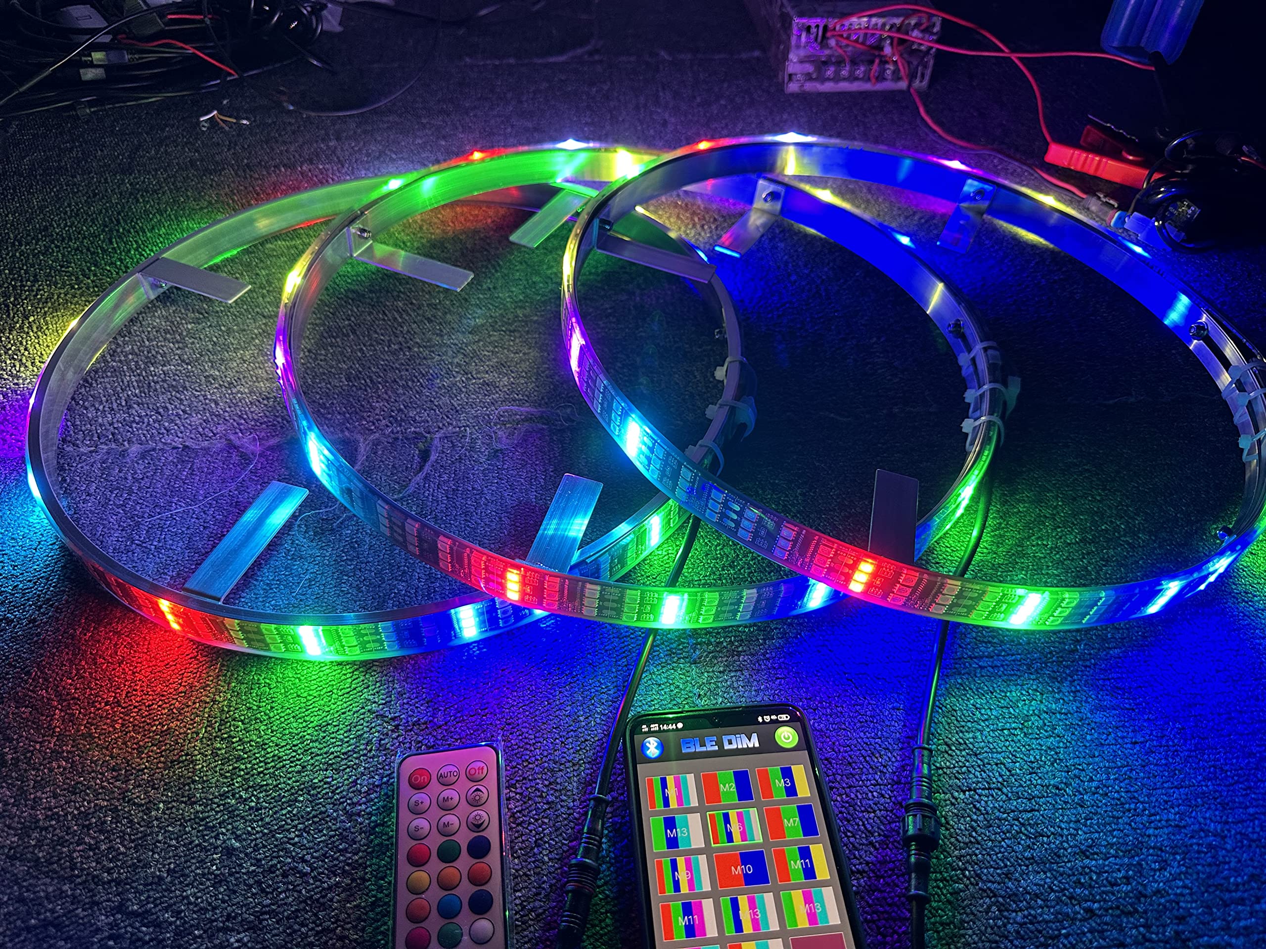 Polaris Slingshot RGB LED Wheel Lights - 15.5'' Triple Row Dream Color Chase with Bluetooth APP & Remote Control for S/R/SL/SLR/GT Models | Enhance Your Ride with Music-Sync Lighting for Night Cruising & Car Shows