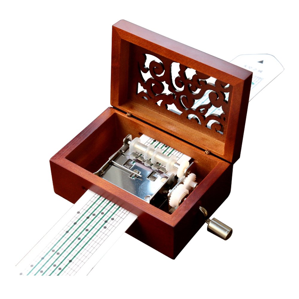Youtang Vintage Carved Wood 15-Note Hand Crank Music Box - Romantic Gift for Weddings, Anniversaries & Home Decor